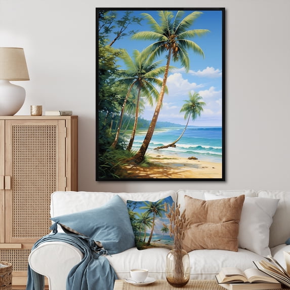 Designart "Multiple Palm Trees II" Floral Floater Framed Wall Decor