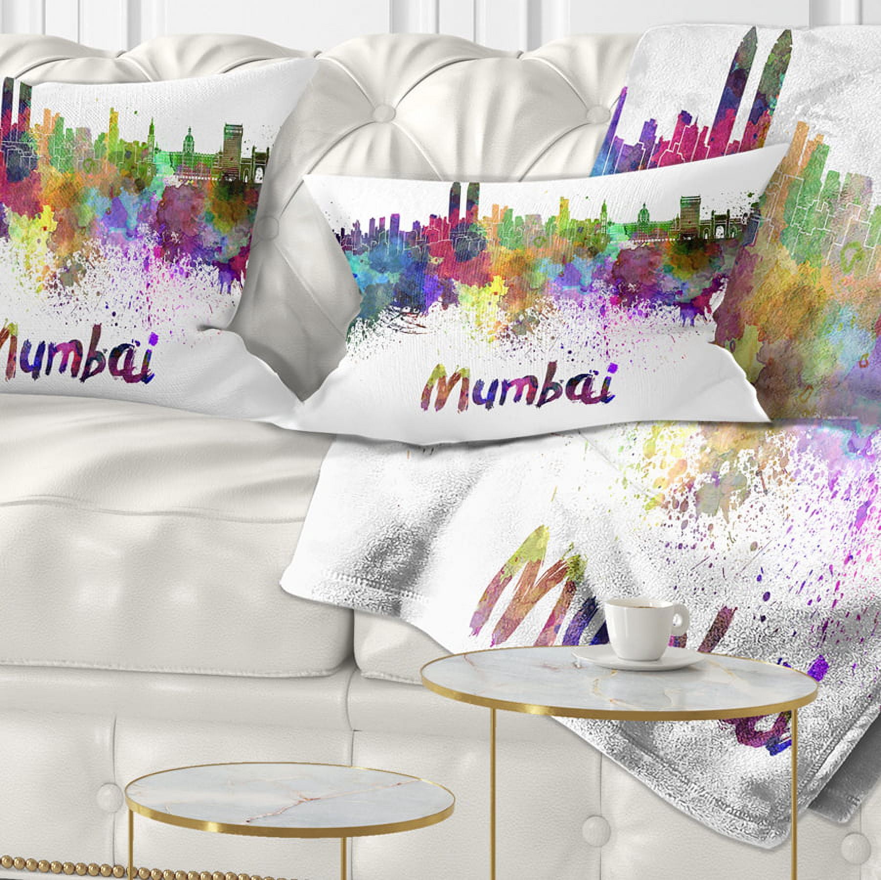 Designart Mumbai Skyline - Cityscape Throw Pillow - 12x20