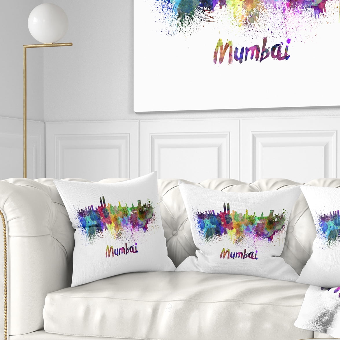 Designart Mumbai Skyline - Cityscape Throw Pillow - 18x18