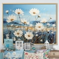 thumbnail image 1 of Designart "Mums landscape Pointillism Dot II" Floral Floater Framed Canvas Wall Art, 1 of 7