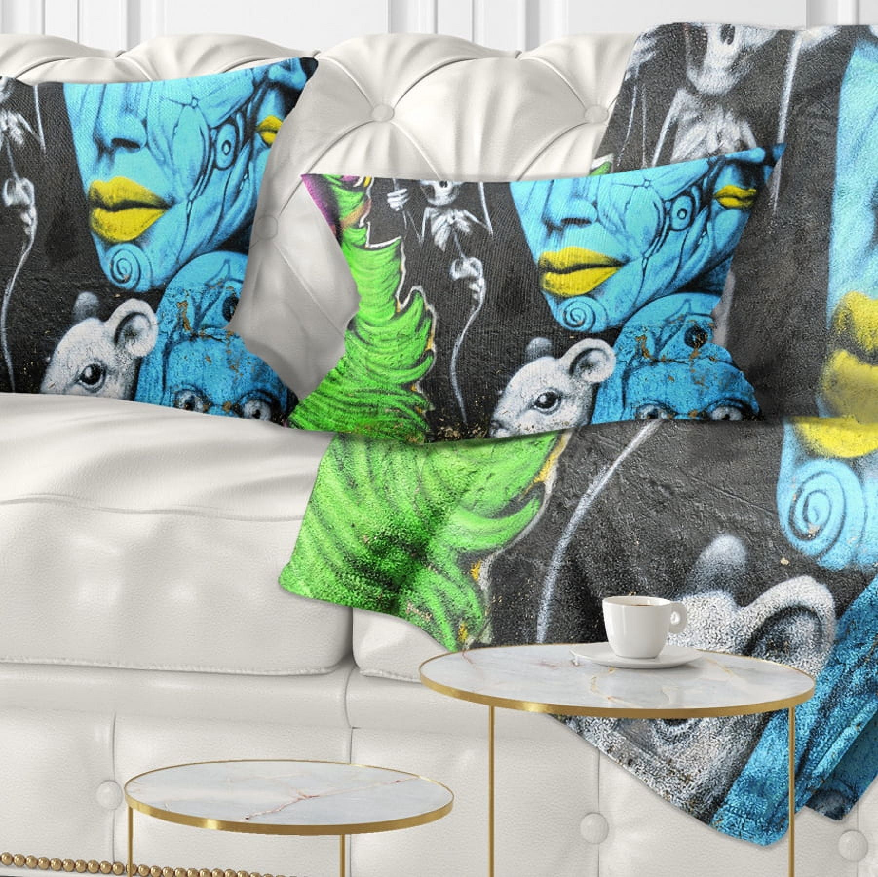 Designart Mural Wall Art - Street Art Throw Pillow - 12x20