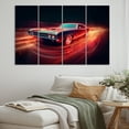 thumbnail image 1 of Designart "Muscle American Car Neon Vibrant Power" Neon Car Art Living Room Set, 1 of 5