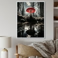 thumbnail image 1 of Designart "Mushroom Serenity Red and Grey Whimsy I" Landscape & Nature Floater Framed Wall Art Print, 1 of 7