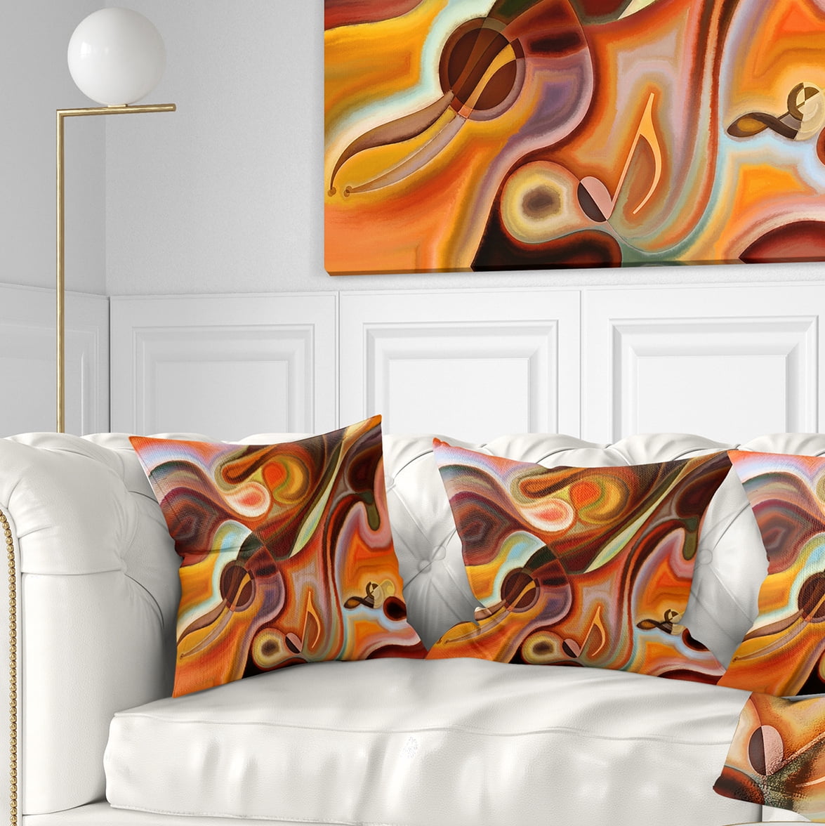 Designart Music Dreams - Abstract Throw Pillow - 16x16