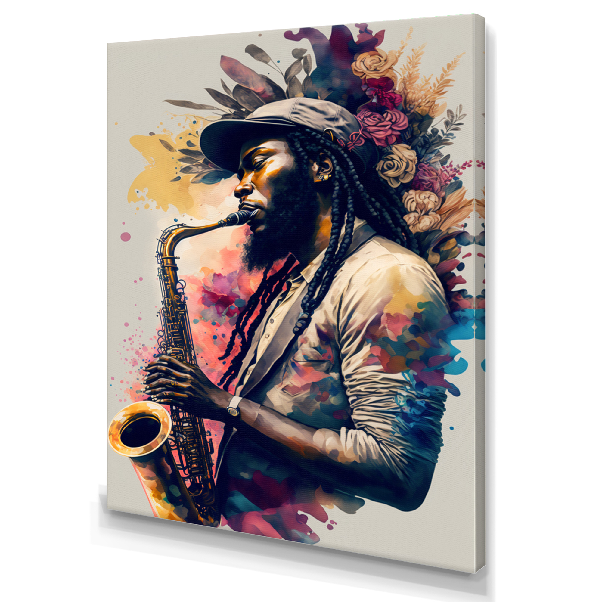 Designart Music Saxophone Player II Canvas Wall Art