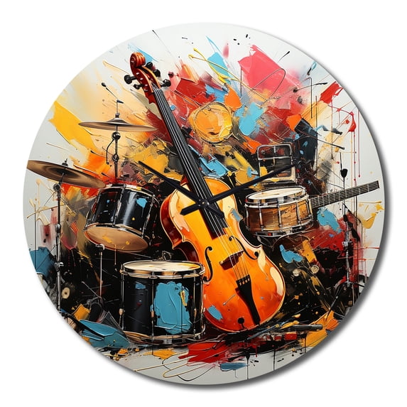 Designart "Music Vibrant flow Bold" Music Oversized Wall Clock