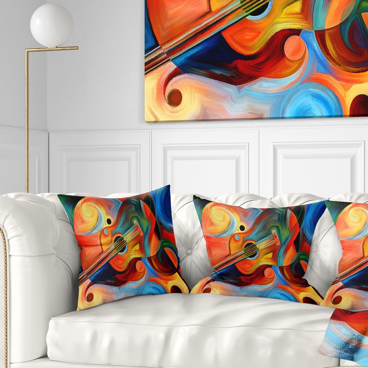 Designart Music and Rhythm - Abstract Throw Pillow - 18x18