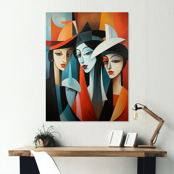 Designart "Music performance Cubist portrait I In Multicolor" Theater Metal Wall Art Multicolor Modern Office Room Wall Art