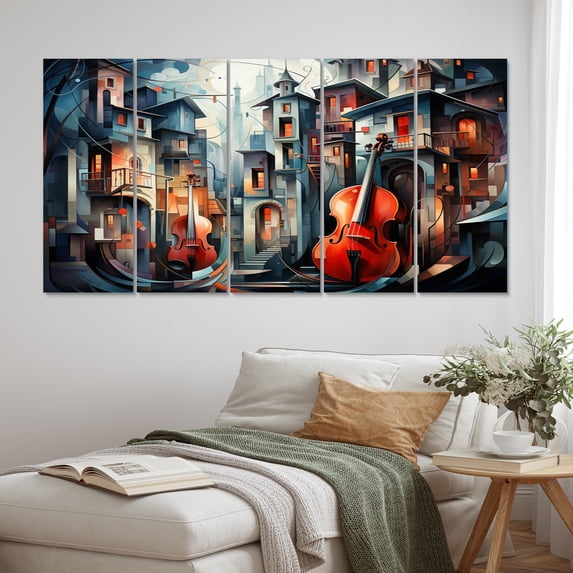 Designart "Musical Forms in Cubism II" Cubism Metal Wall Décor Set