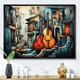 thumbnail image 1 of Designart "Musical Forms in Cubism V" Cubism Floater Framed Wall Art Living Room, 1 of 7