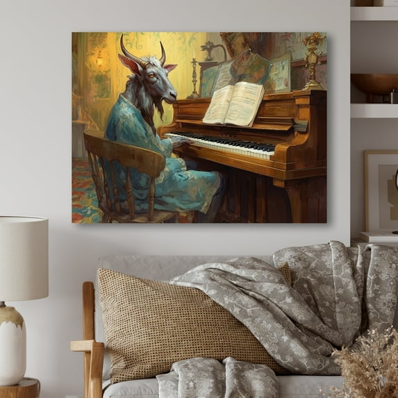 Designart "Musical Goat I" Animals Goat Metal Art Living Room