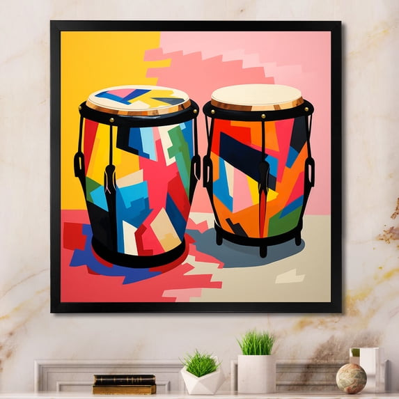 Designart "Musical Instruments Mexican Drums III" Food & Beverage Framed Wall Art Decor - Traditional Colorful Fruits Living Room Framed Canvas Art