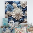 thumbnail image 1 of Designart "Muted Blue And Graceful Mums II" Mums Floater Framed Wall Art Living Room, 1 of 5