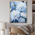 thumbnail image 1 of Designart "Muted Blue And White Minimalist Mums I" Mums Floater Framed Canvas Wall Art, 1 of 1