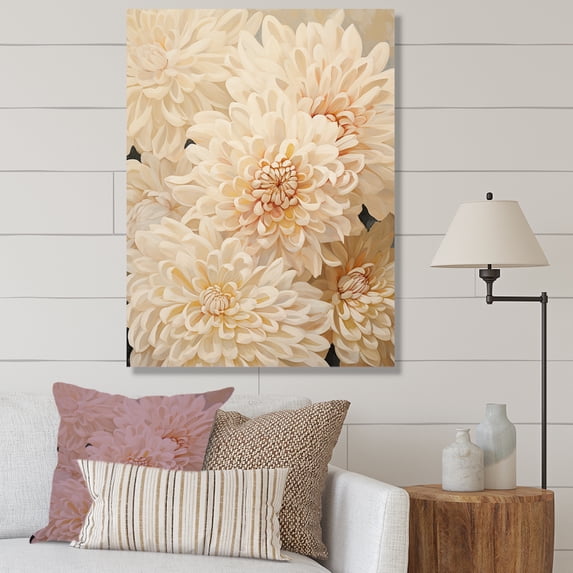 Designart "Muted Colors Adorning A Minimalist Painting Of Mums II" Mums Wall Art Prints