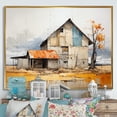 thumbnail image 1 of Designart "Muted Tone Minimalism With Barn II" Barn Floater Framed Canvas Wall Art, 1 of 5