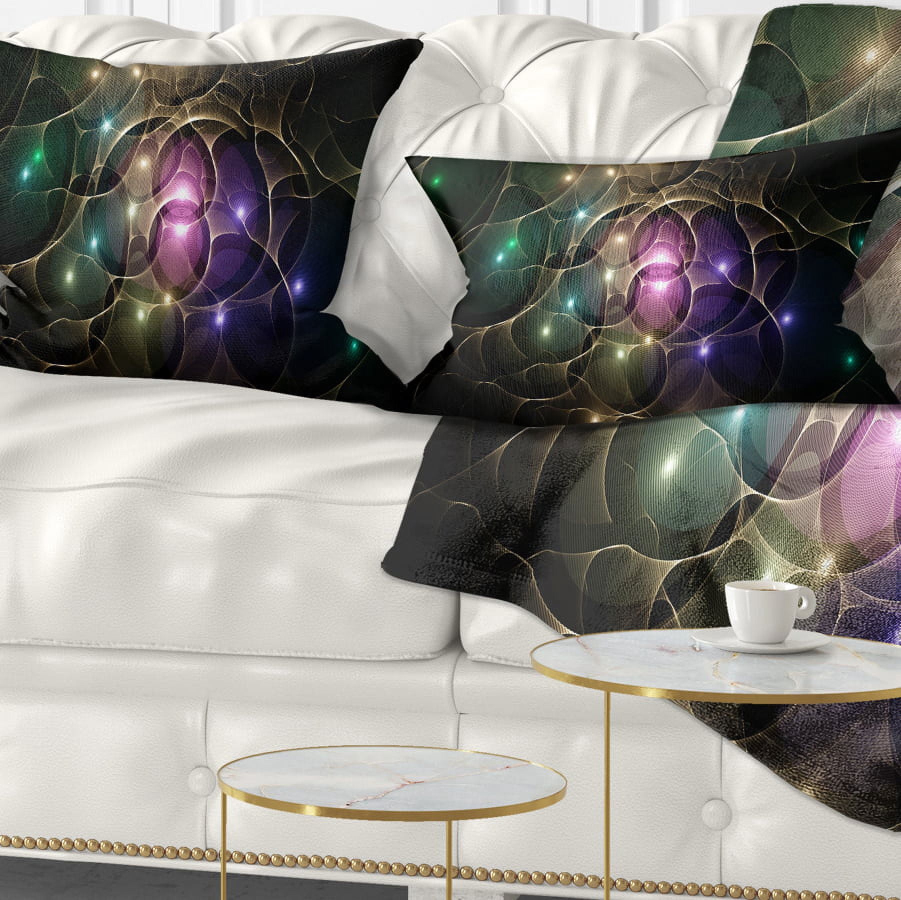 Designart Myriad of Colored Space Circles - Abstract Throw Pillow - 12x20