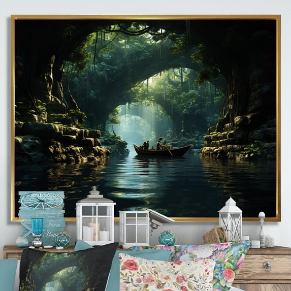 Designart "Mysteries of Dominican Mangroves" Landscapes Floater Framed Wall Decor
