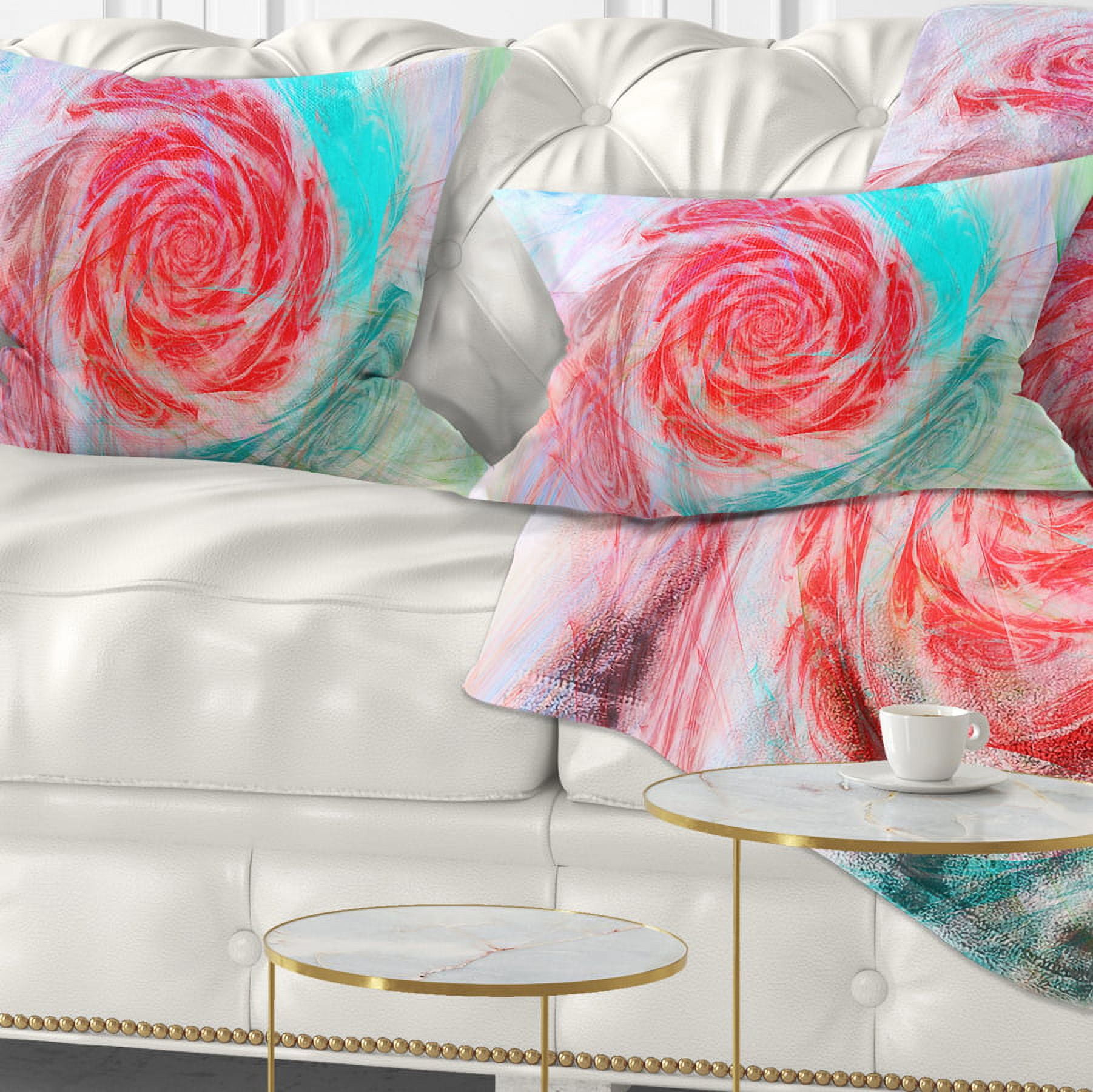 Designart Mysterious Abstract Rose - Floral Throw Pillow - 12x20