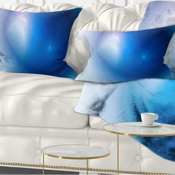 Designart Mysterious Blue Fractal Texture - Abstract Throw Pillow - 12x20