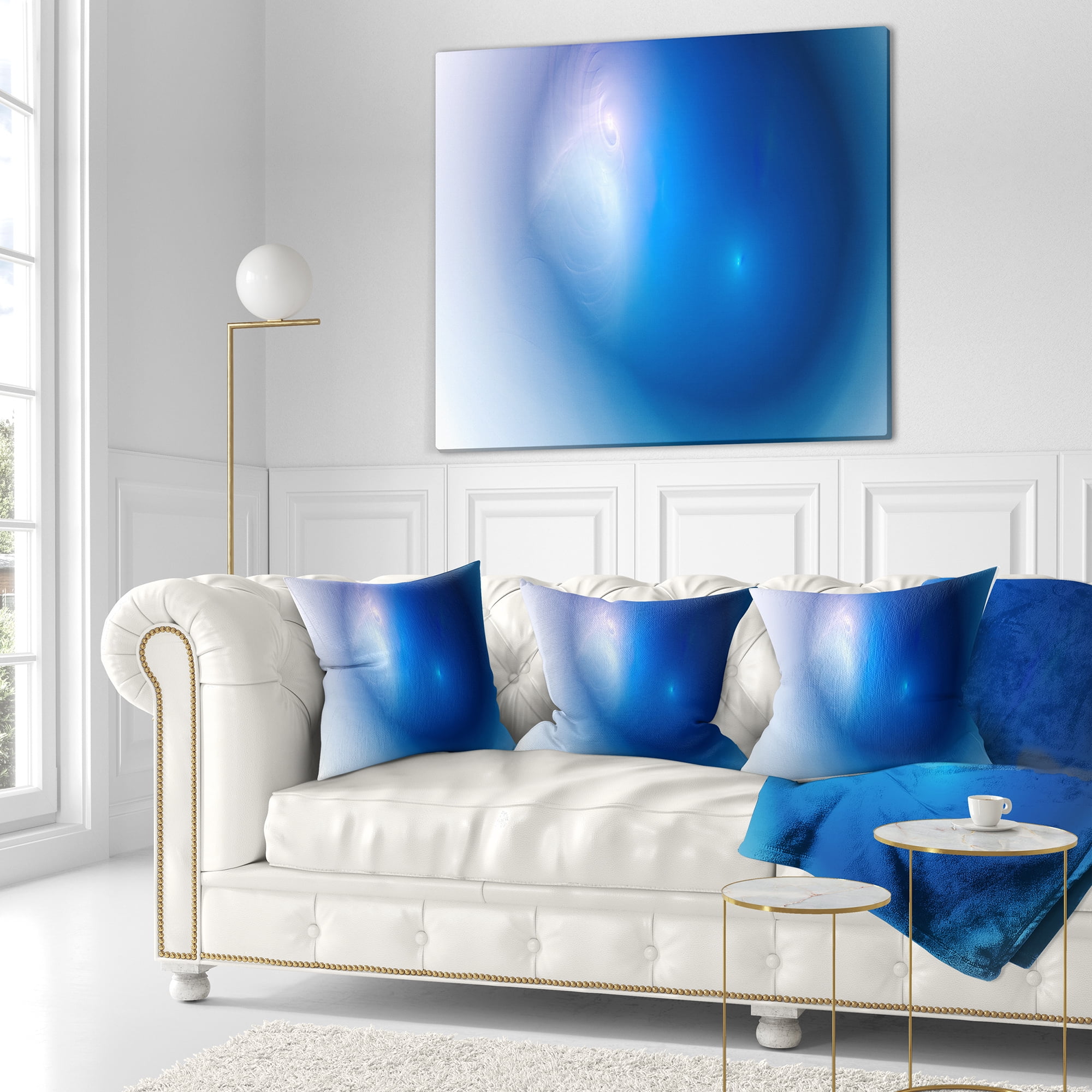 Designart Mysterious Blue Fractal Texture - Abstract Throw Pillow - 18x18