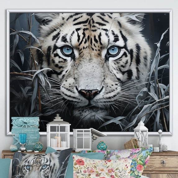 Designart "Mysterious Cat s Gaze II" Animals Floater Framed Canvas Art Print