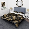thumbnail image 1 of Designart "Mysterious Elegance In Black And Gold" Marble Bedding Covert Set - Glam Bed Set With 1 Sham, 1 of 5