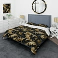 thumbnail image 1 of Designart "Mysterious Elegance In Black And Gold" Marble Bedding Covert Set - Glam Bed Set With 2 Shams, 1 of 5