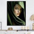 thumbnail image 1 of Designart "Mysterious Emerald Attire I" Fashion Woman Floater Framed Canvas Prints, 1 of 5