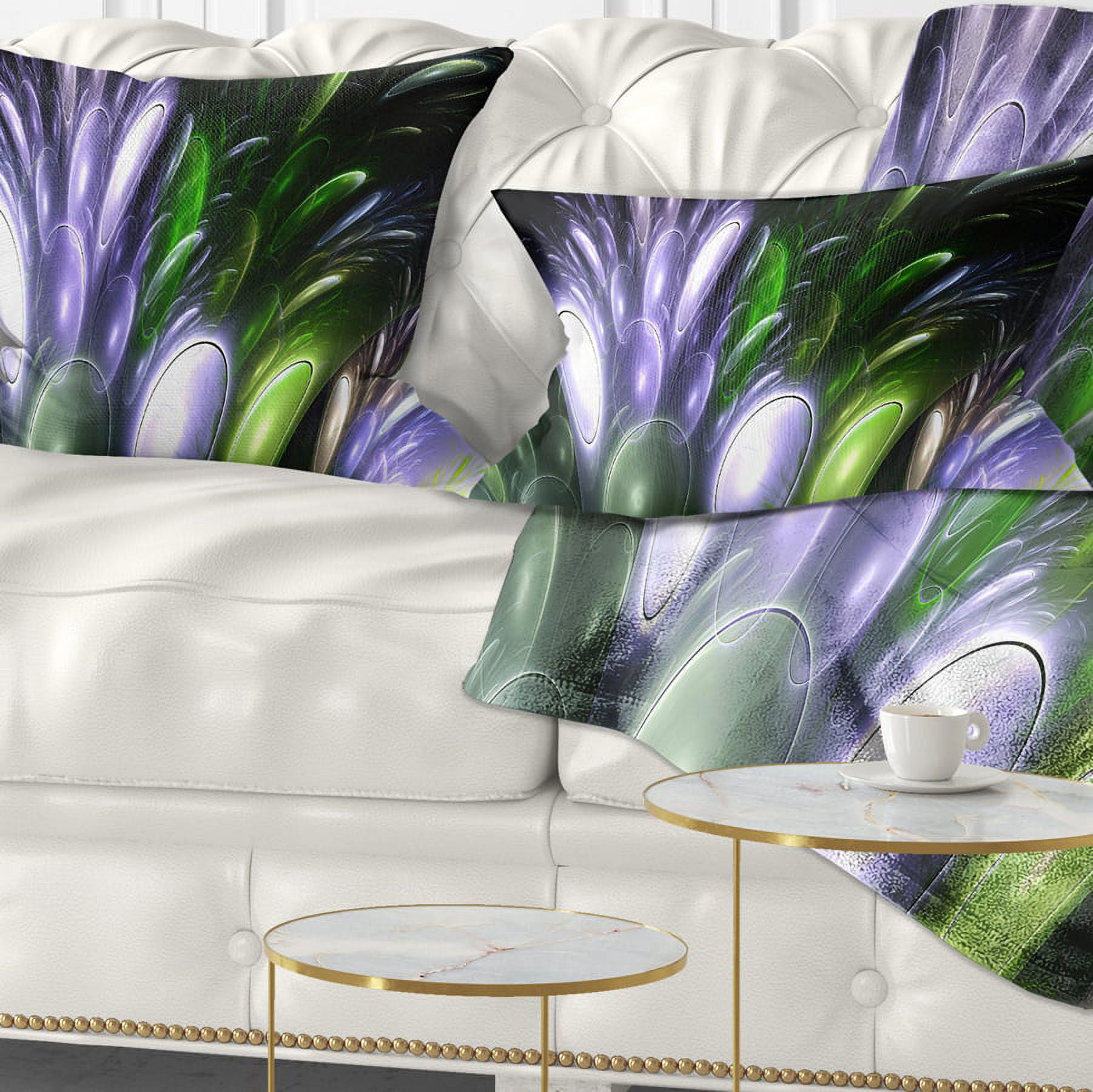 Designart Mysterious Psychedelic Flower - Abstract Throw Pillow - 12x20