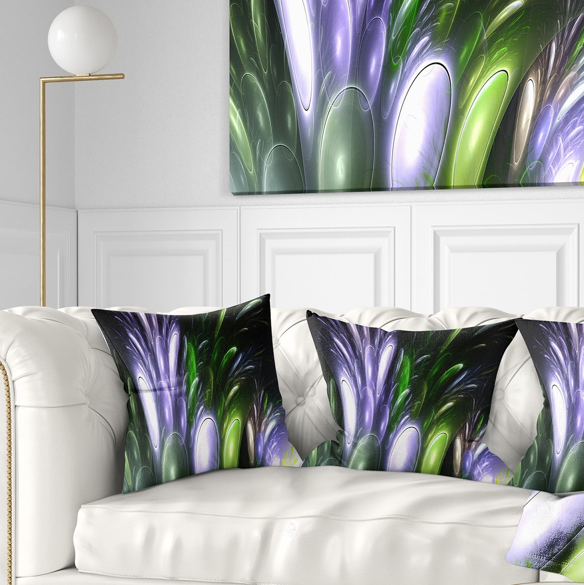 Designart Mysterious Psychedelic Flower - Abstract Throw Pillow - 16x16