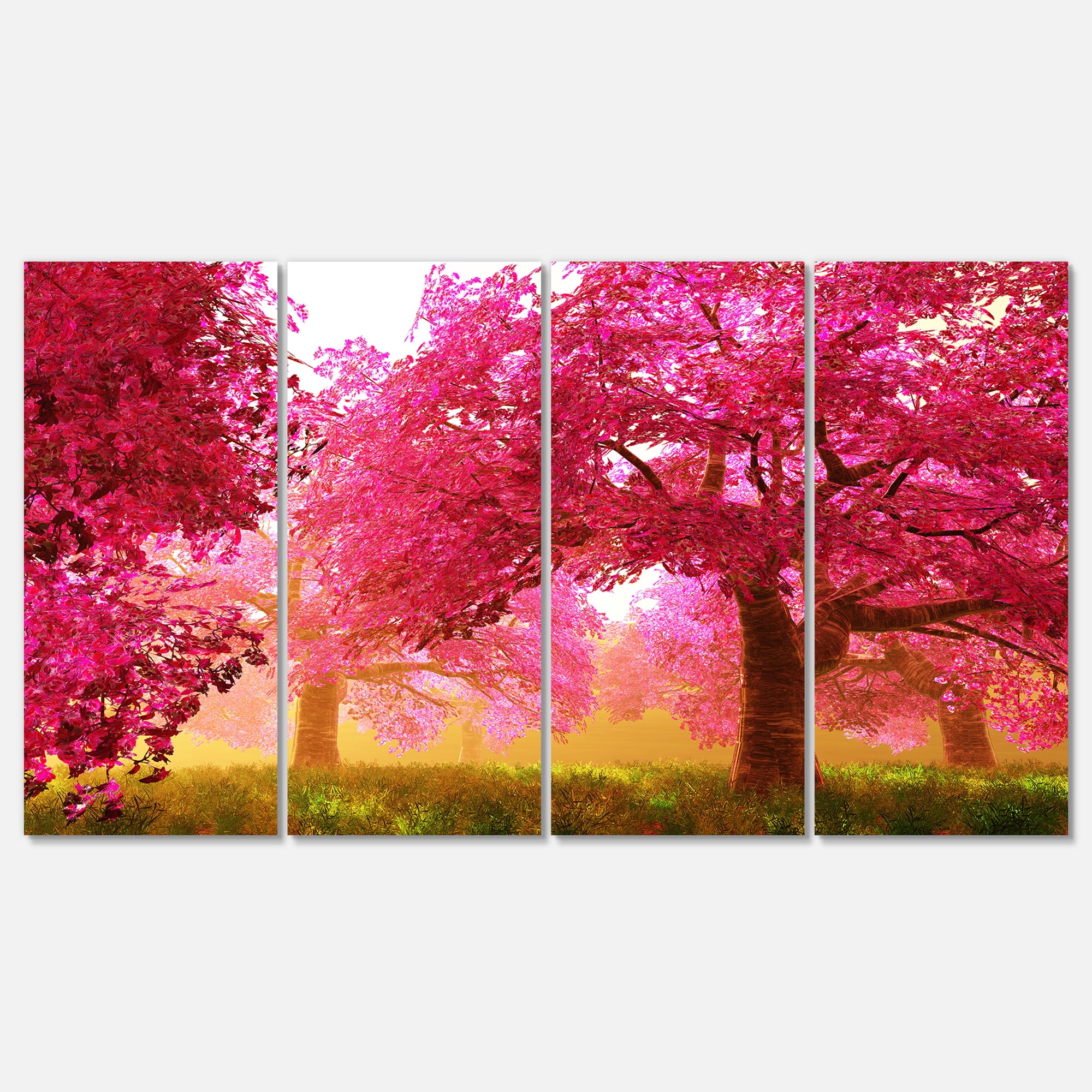 Designart 'Mysterious Red Cherry Blossoms ' Large Landscape Canvas Art