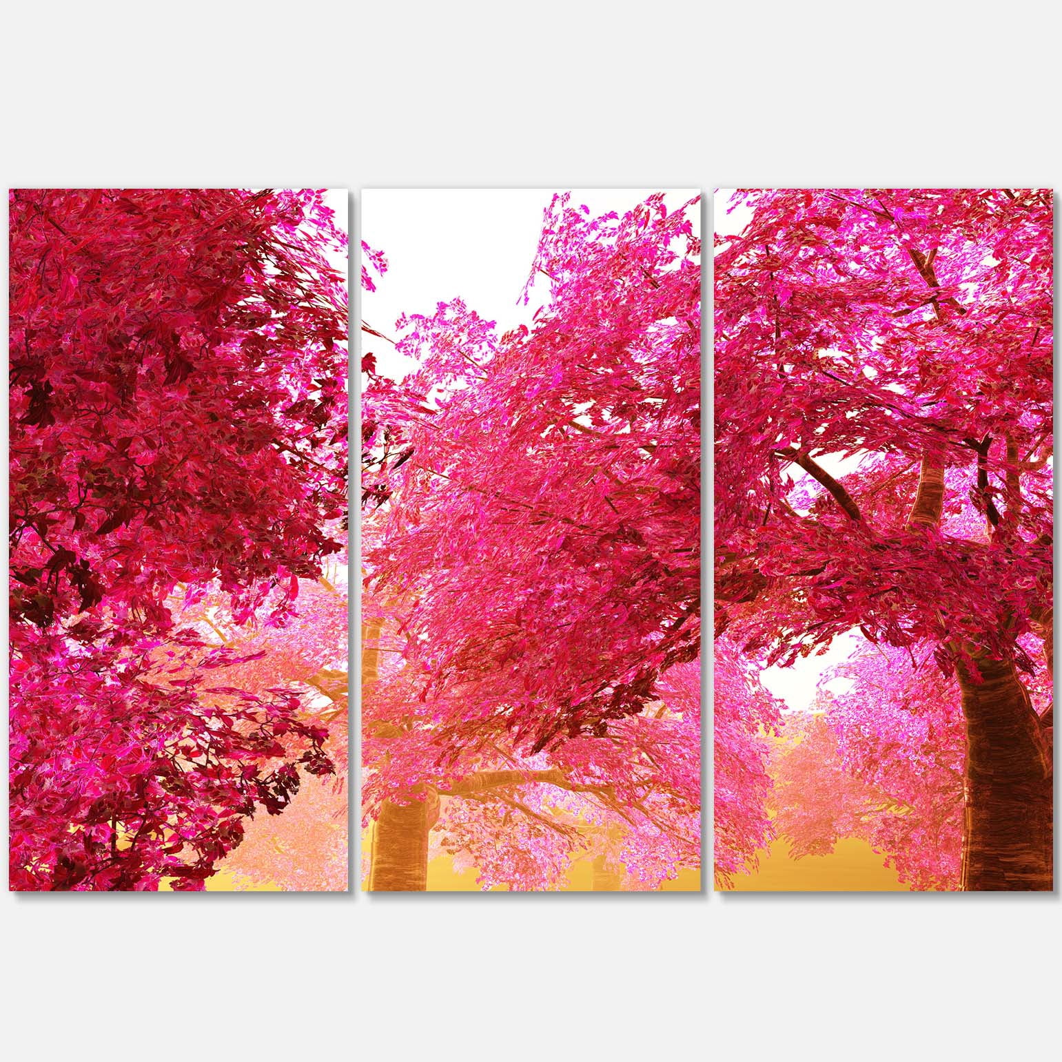 Designart 'Mysterious Red Cherry Blossoms ' Large Landscape Canvas Art