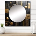 thumbnail image 1 of Designart "Mysterious Understanding In Cyan And Gilt III" Modern Geometric Gold Large Square Mirror - Square Bedroom Mirror Printed Wall Decor - Modern Square Printed Wall Mirror Art, 1 of 5