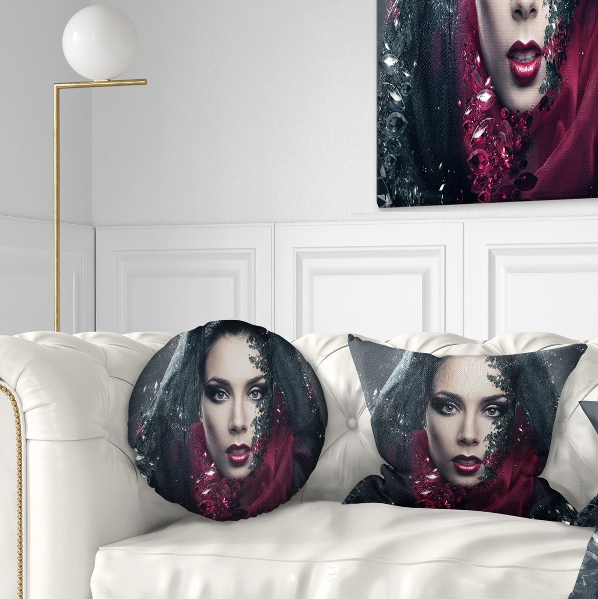Designart Mysterious Woman - Portrait Contemporary Throw Pillow - 12x20