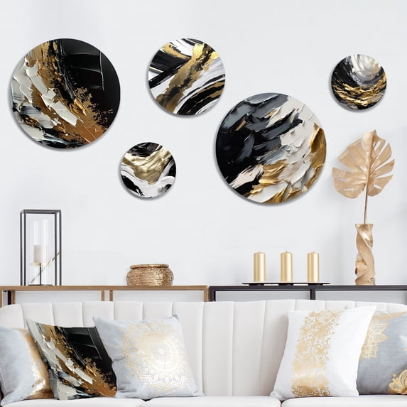 Designart "Mystery Awakening II" Abstract Painting Metal Wall Art Set of 5 Piece