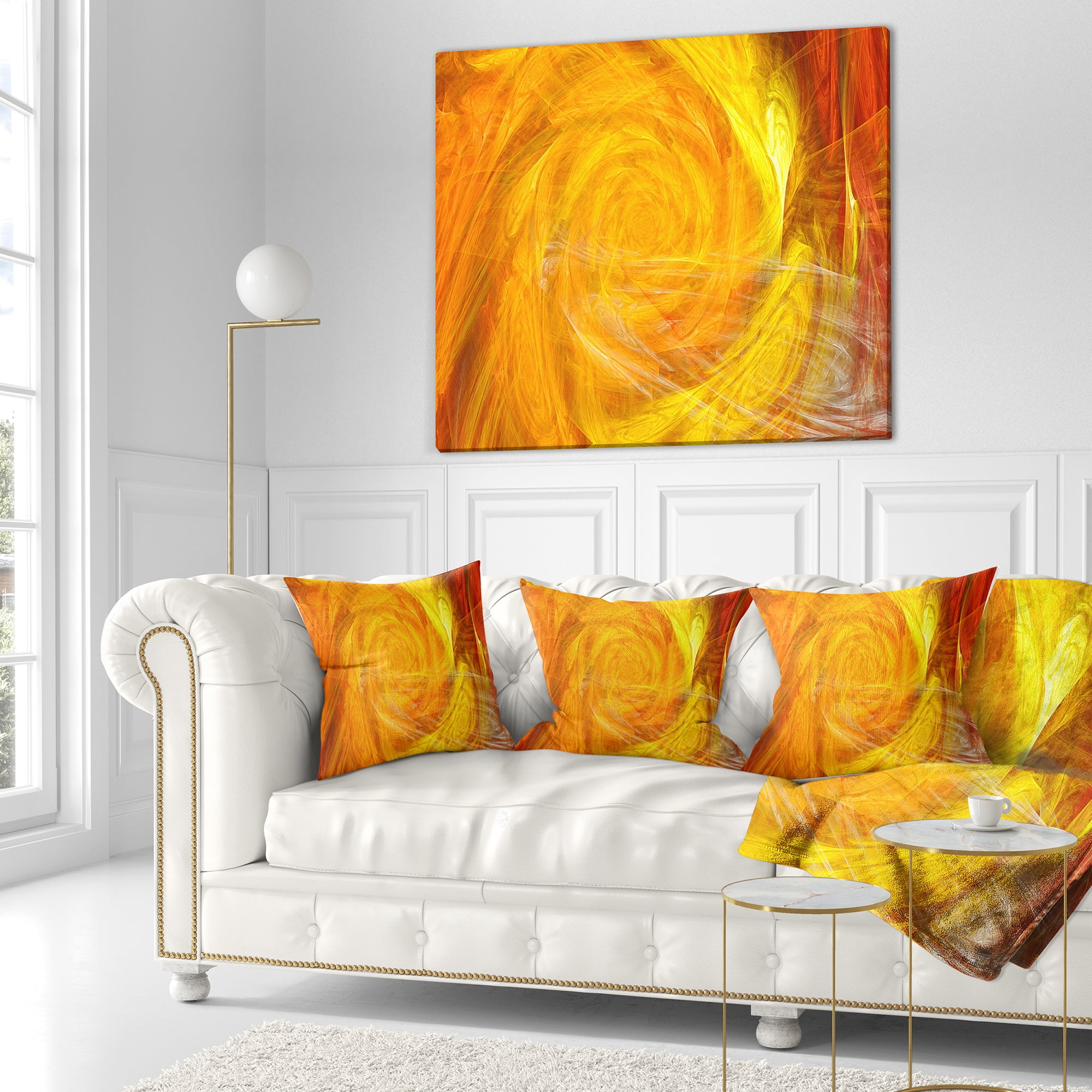 Designart Mystic Abstract Fractal Rose - Abstract Throw Pillow - 16x16