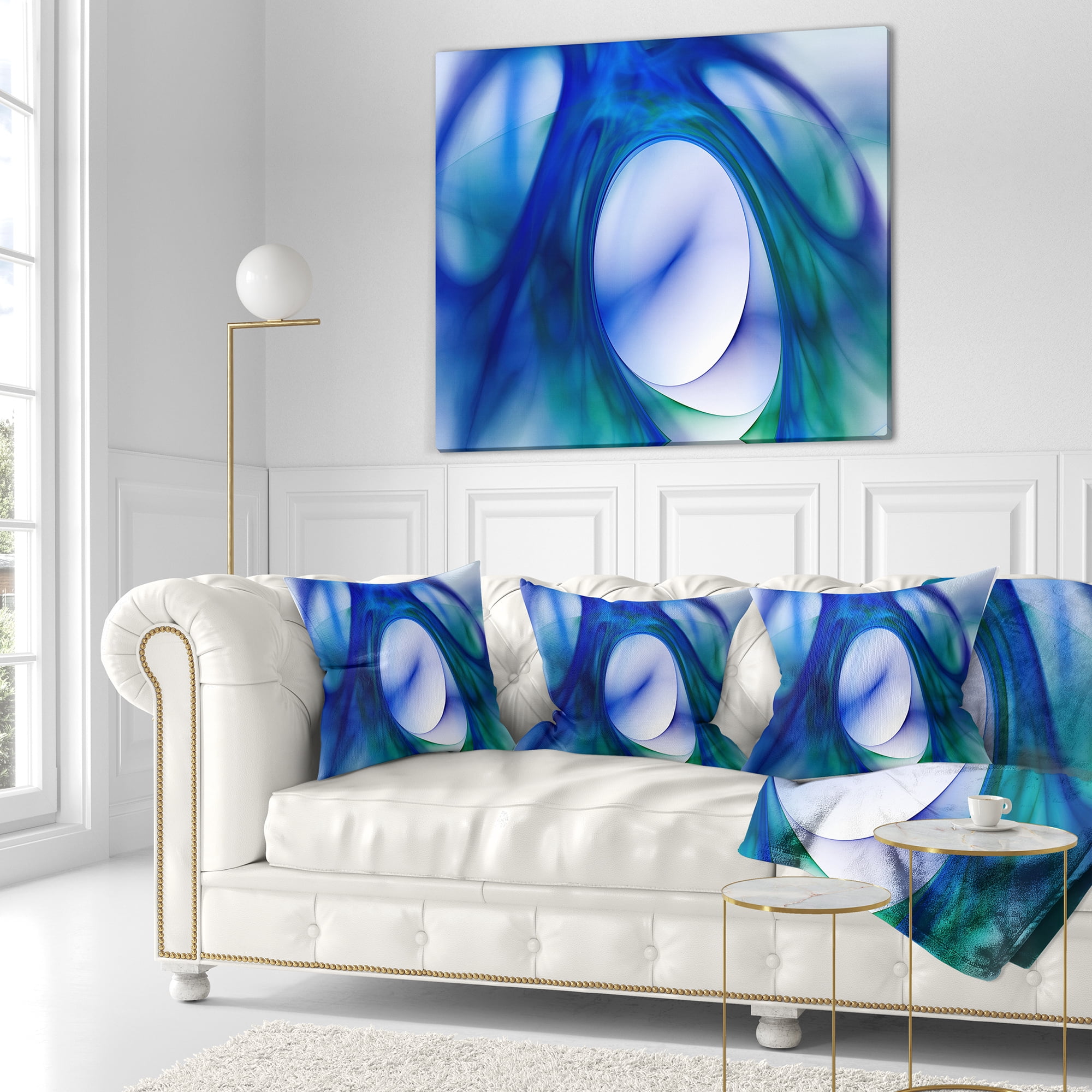 Designart Mystic Blue Fractal - Abstract Throw Pillow - 16x16