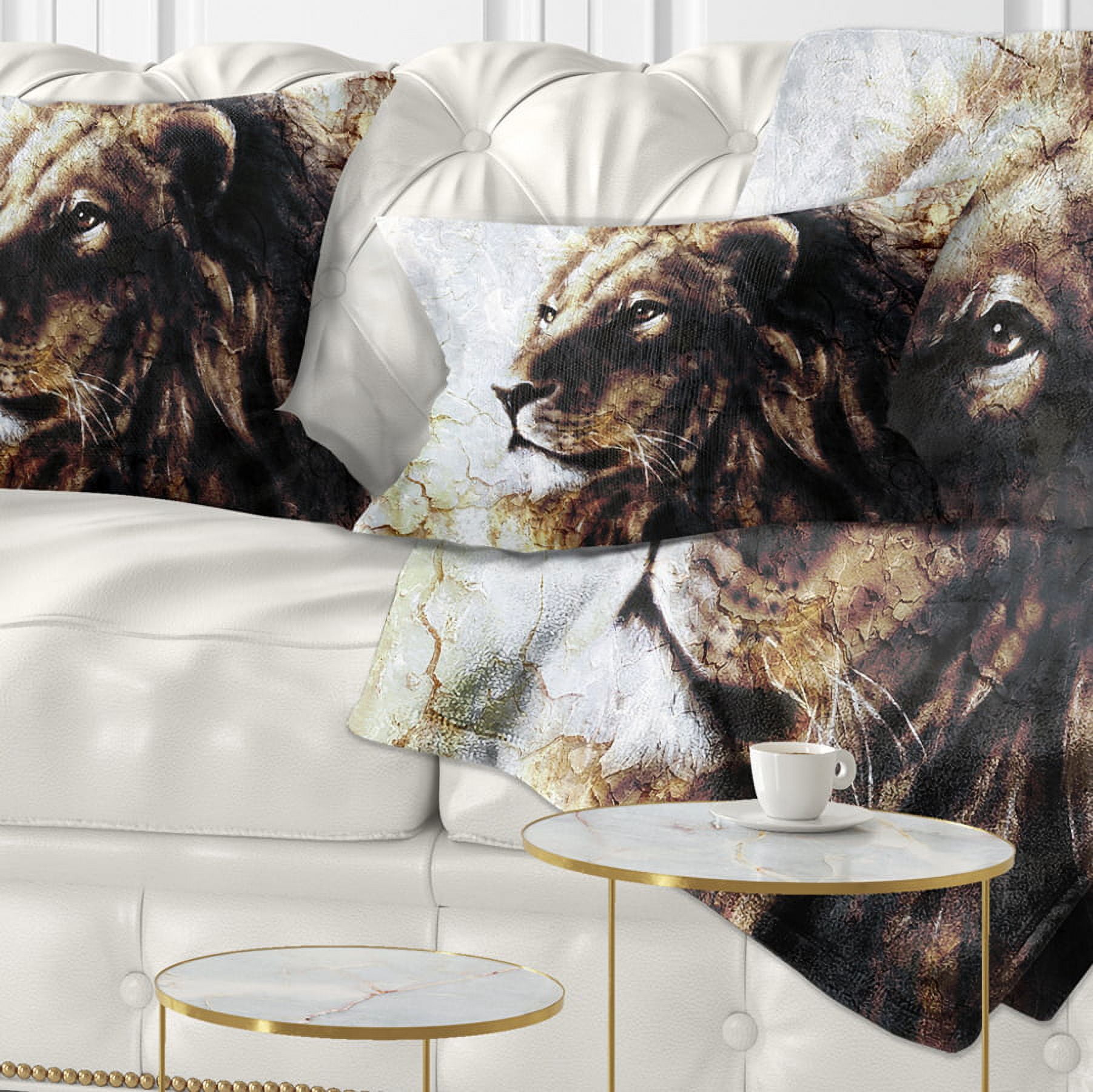 Designart Mystic Face - Animal Throw Pillow - 12x20
