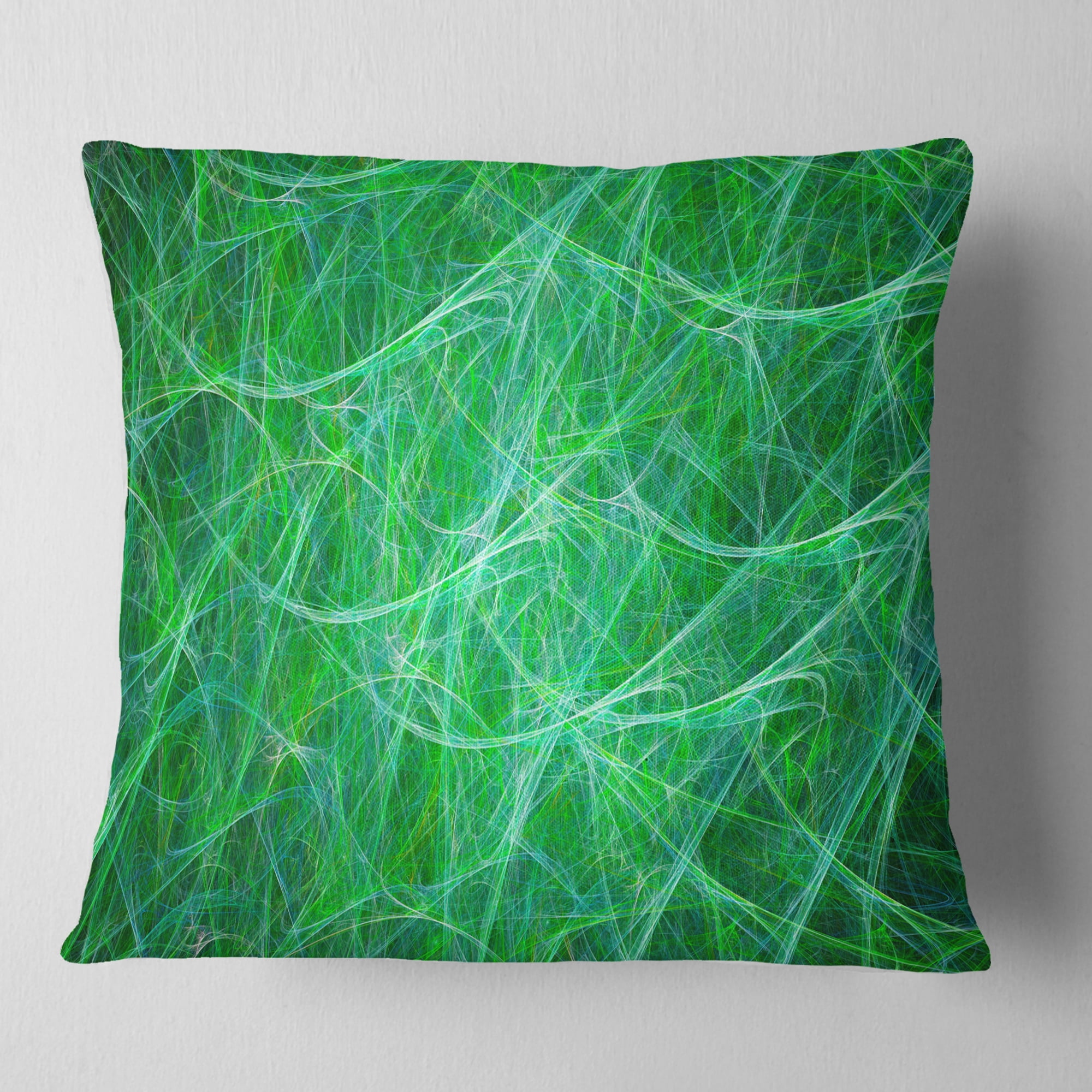 Designart Mystic Green Fractal Veins - Abstract Throw Pillow - 18x18