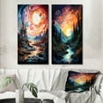 thumbnail image 1 of Designart "Mystic Horizons Space Asteroids I" Astrology Wall Art Set Of 2 - Coral Spiritual Gallery Set For Office Decor, 1 of 7