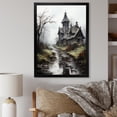 thumbnail image 1 of Designart "Mystic Landscape with a Haunted House" Landscapes Framed Wall Art - Coastal Grey Landscape Cottage Entryway Framed Wall Art Print, 1 of 6