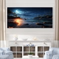 thumbnail image 1 of Designart "Mystic Moonlight on a Tropical Beach I" Extra Large Coastal Framed Wall Art - Coastal Blue Coastal Beach Hallway Framed Wall Art Decor, 1 of 7