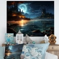 thumbnail image 1 of Designart "Mystic Moonlight on a Tropical Beach IV" Oversized Coastal Wall Art - Coastal Blue Coastal Beach Hallway Wall Art Decor, 1 of 4