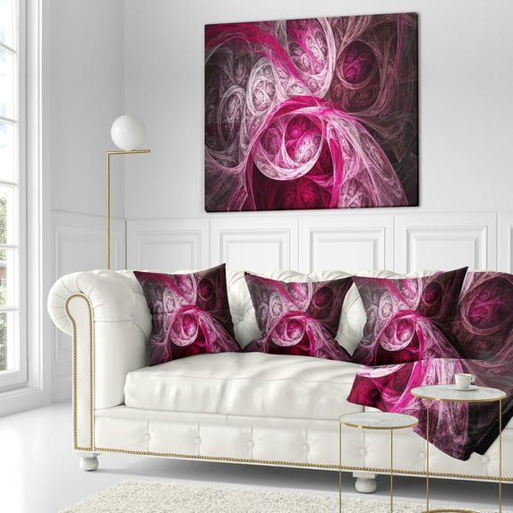 Designart Mystic Pink Fractal - Abstract Throw Pillow - 16x16