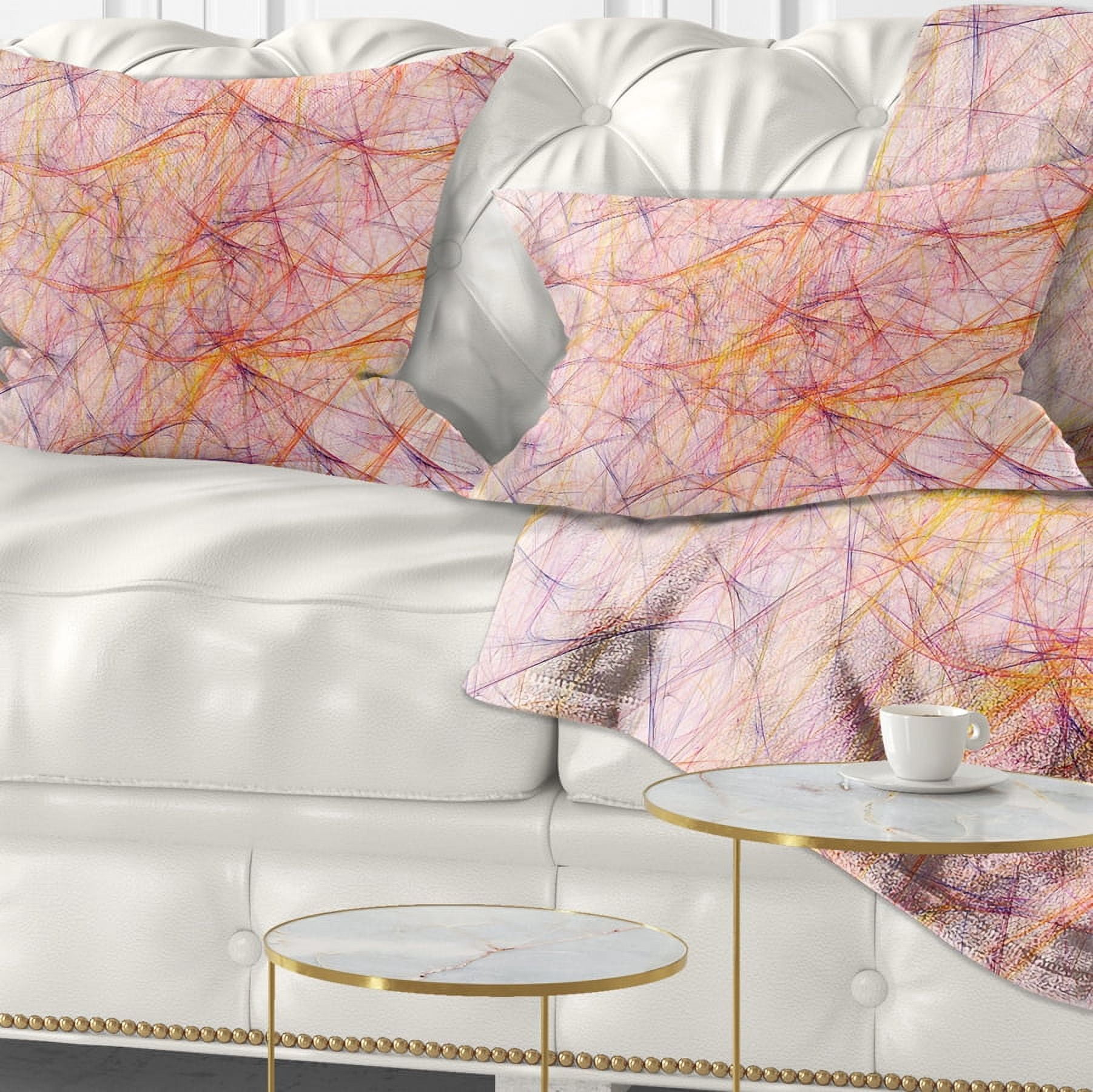 Designart Mystic Pink Fractal Veins - Abstract Throw Pillow - 12x20