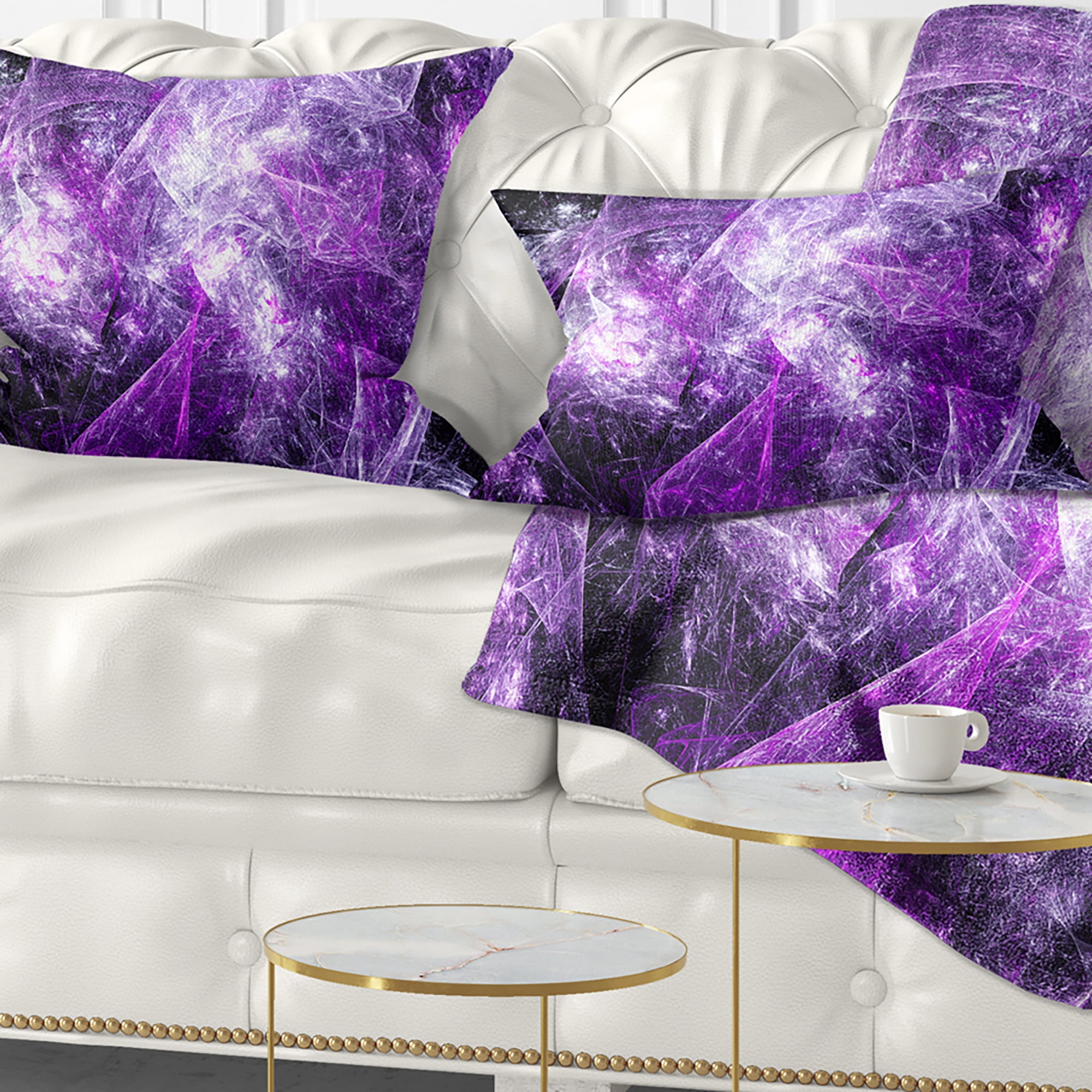 Designart Mystic Purple Fractal - Abstract Throw Pillow - 12x20