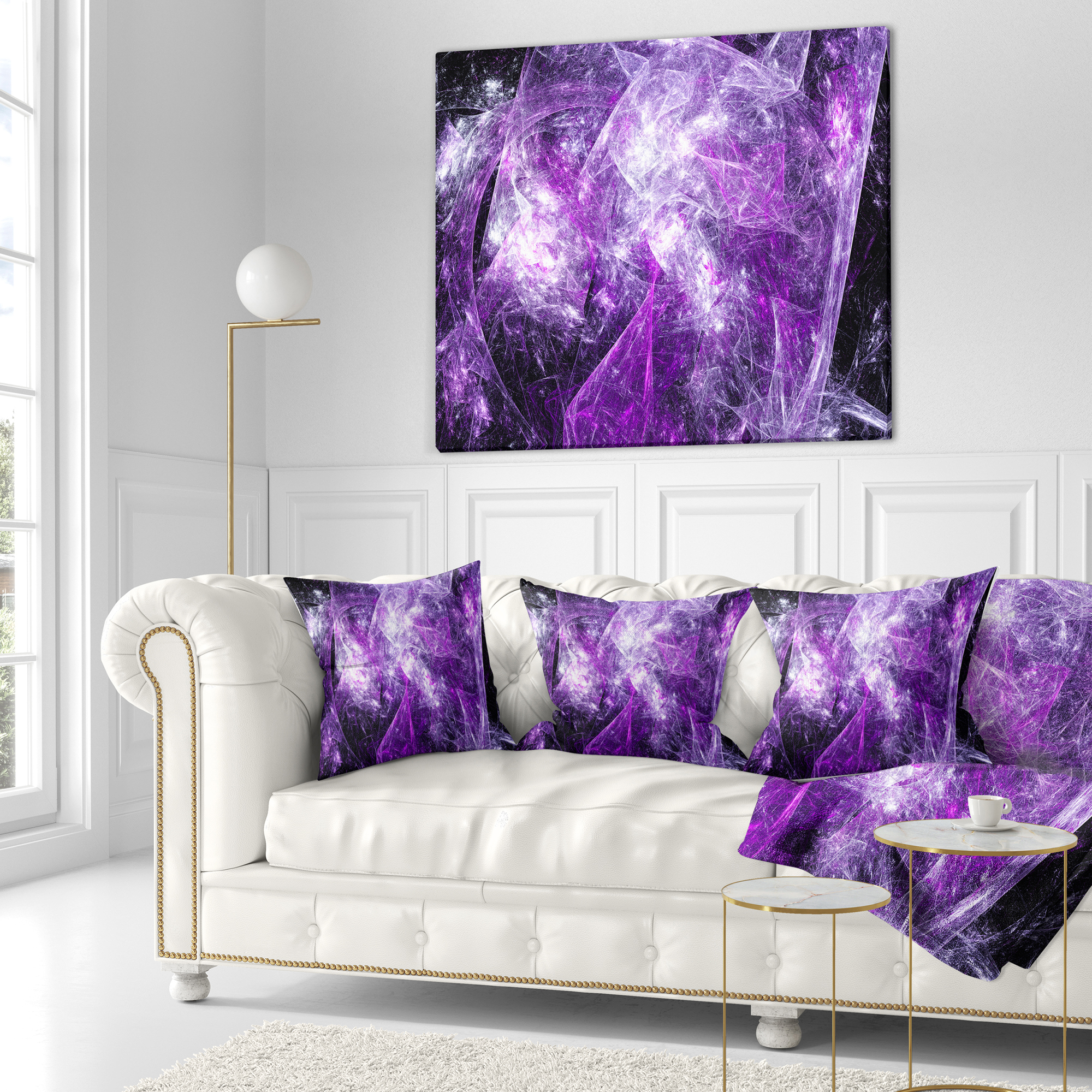 Designart Mystic Purple Fractal - Abstract Throw Pillow - 18x18