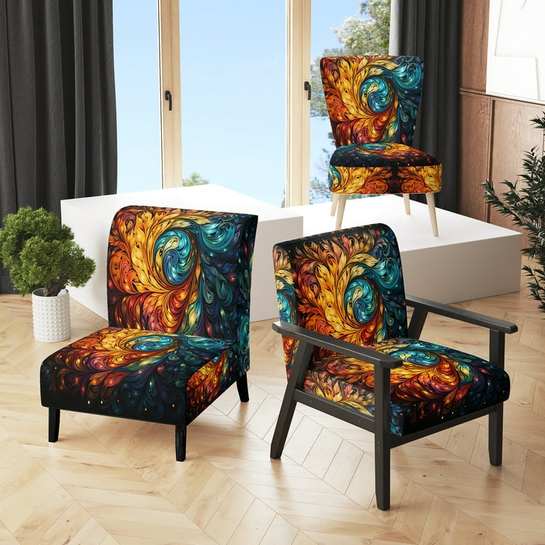 Designart Mystic Rangoli Colorful Indian Artistry III Multi Color Indian Upholstered Accent Chair Global Arm Chair For Living Room Walmart