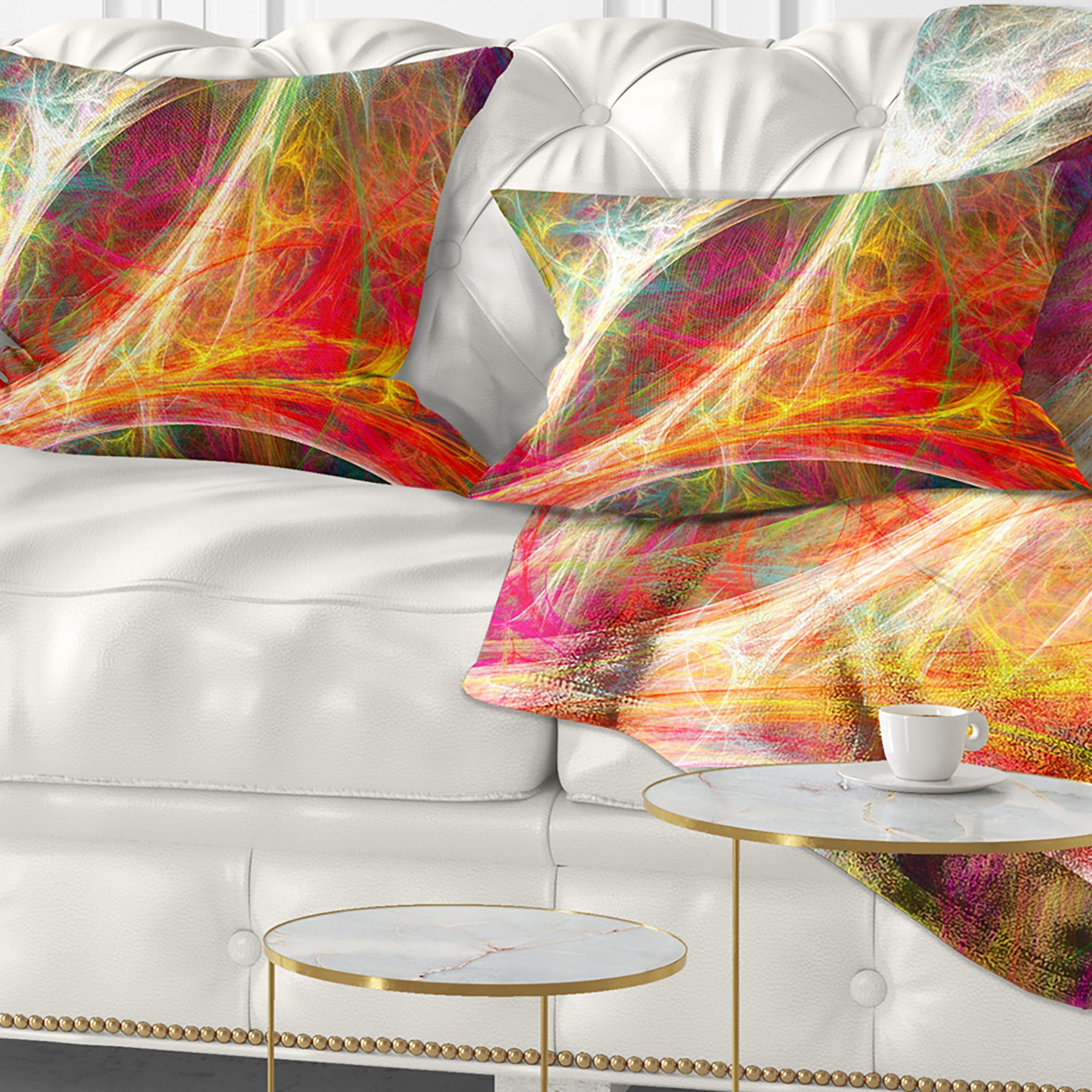 Designart Mystic Red Fractal - Abstract Throw Pillow - 12x20